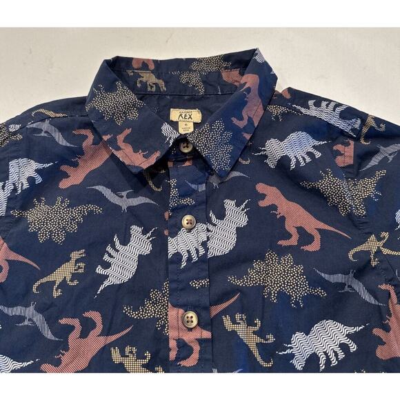 Maximus Rex Size 6 Dinosaur Print Button Front Shirt 100% Cotton Short Sleeve - Picture 2 of 6